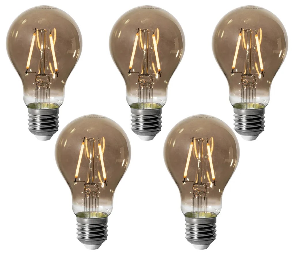 5 db E27 dimbare LED lamp A60 smoke 3W 250 lm 2200K