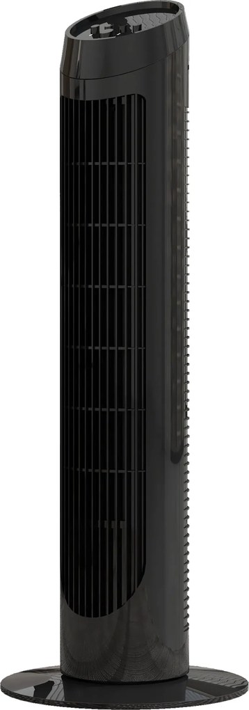 HOMCOM 45W-os Csendes Tornádó Ventilátor 3 Sebességgel és 70°-os Mechanikus Szellőztetéssel Nappaliba, Hálószobába, Irodába Ø27x75 cm Fekete | Aosom