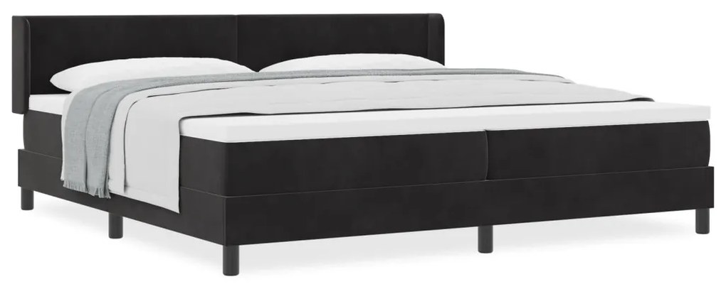 Boxspring Ágy Mattal Fekete 200x200 cm Bársonyos