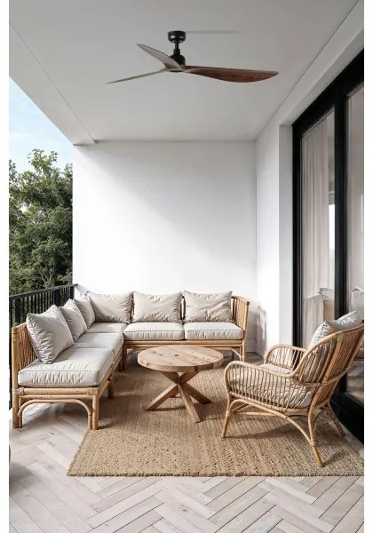 FARO 34362WT - Mennyezeti ventilátor OUTWOOD L barna/fekete átm. 150 cm WT IP44 + távirányító