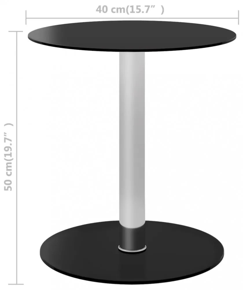 fekete edzett üveg dohányzóasztal 40 cm