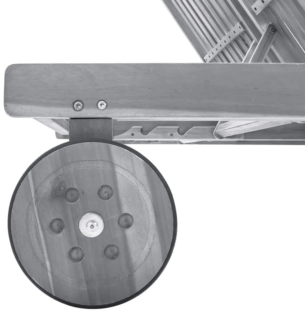 2 személyes szürke tömör akácfa kerti napozóágy párnával