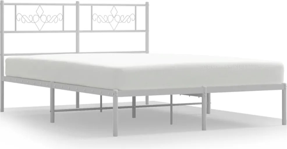 vidaXL fehér fém ágykeret fejtámlával 120x190 cm
