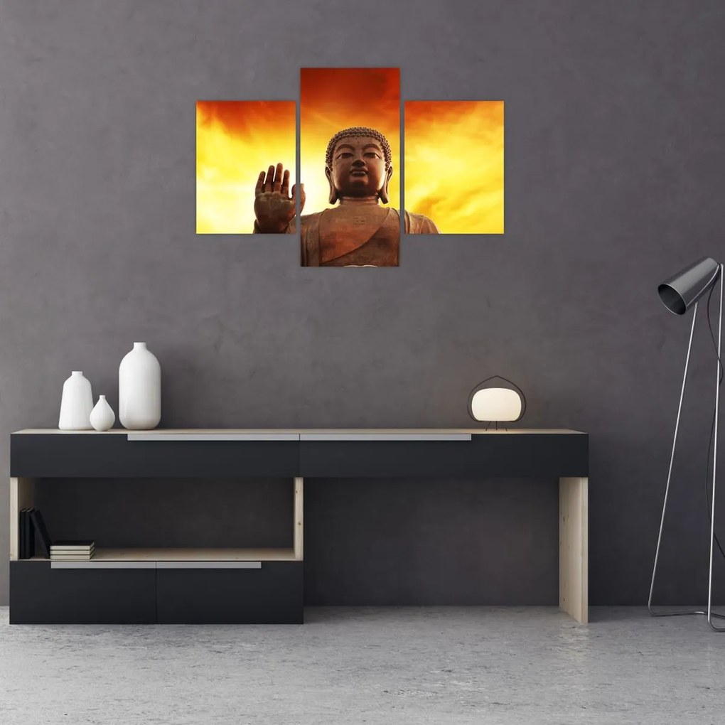 Kép - Buddha piros és sárga háttérrel (90x60 cm)