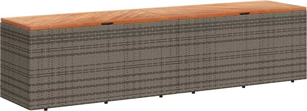vidaXL szürke polyrattan és akácfa kerti tárolóláda 220 x 50 x 54 cm