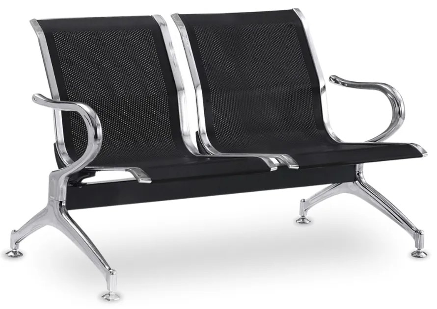 Fém pad a váróterembe REST, 2 ülés, fekete