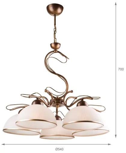 Láncos csillár COBRA 5xE27/60W/230V bronz/patina