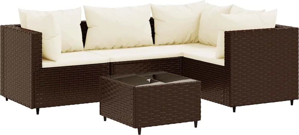 vidaXL 5 részes barna polyrattan kerti ülőgarnitúra párnákkal
