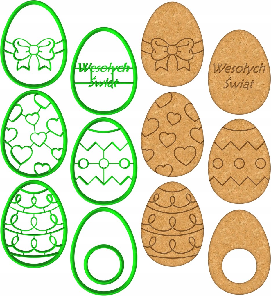 6x Húsvéti Mézeskalács Formák Húsvéti Tojás Szett 6db 8cm