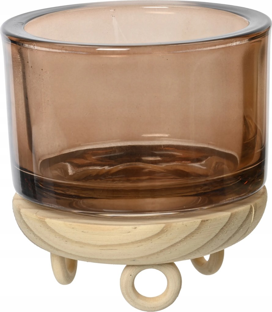 Dekoratív üveg gyertyatartó átlátszó, 9,5cm-es állványon 1db