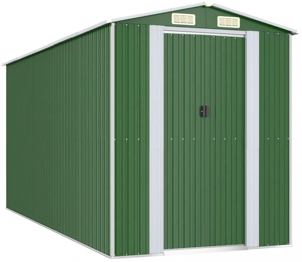 zöld horganyzott acél kerti fészer 192x440x223 cm