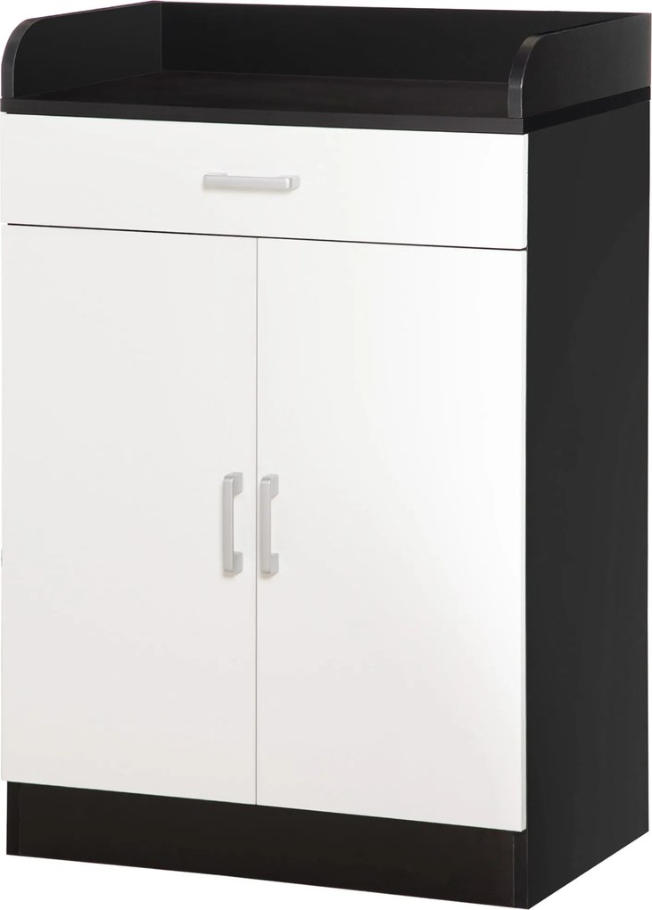 HOMCOM Fából készült szekrény fiókkal, állítható polccal, helytakarékos konyhai szekrény, nappalihoz és előszobához, MDF anyagból, 60x40x90cm, Fekete