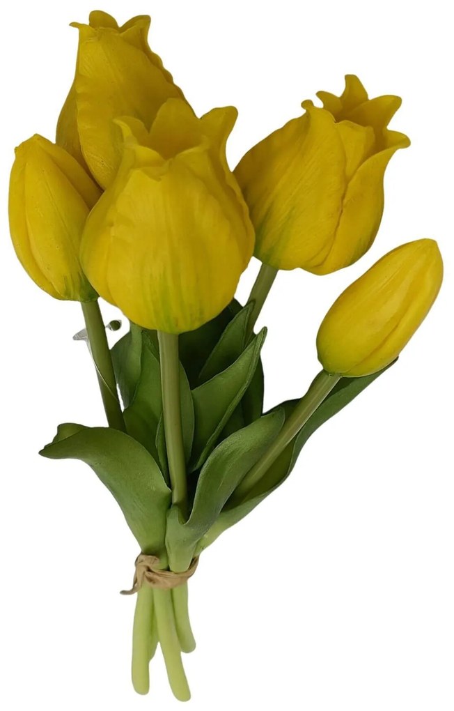 Sárga mű tulipán csokor 25cm
