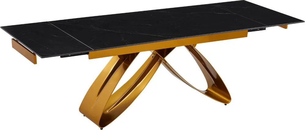 Stół LUIGI Ceramiczny Rozkładany 160-240 cm Czarny márvány/Złoty