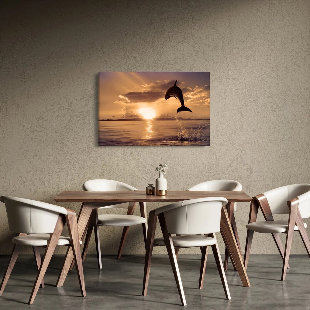 Kép - Delfin naplementében (90x60 cm)