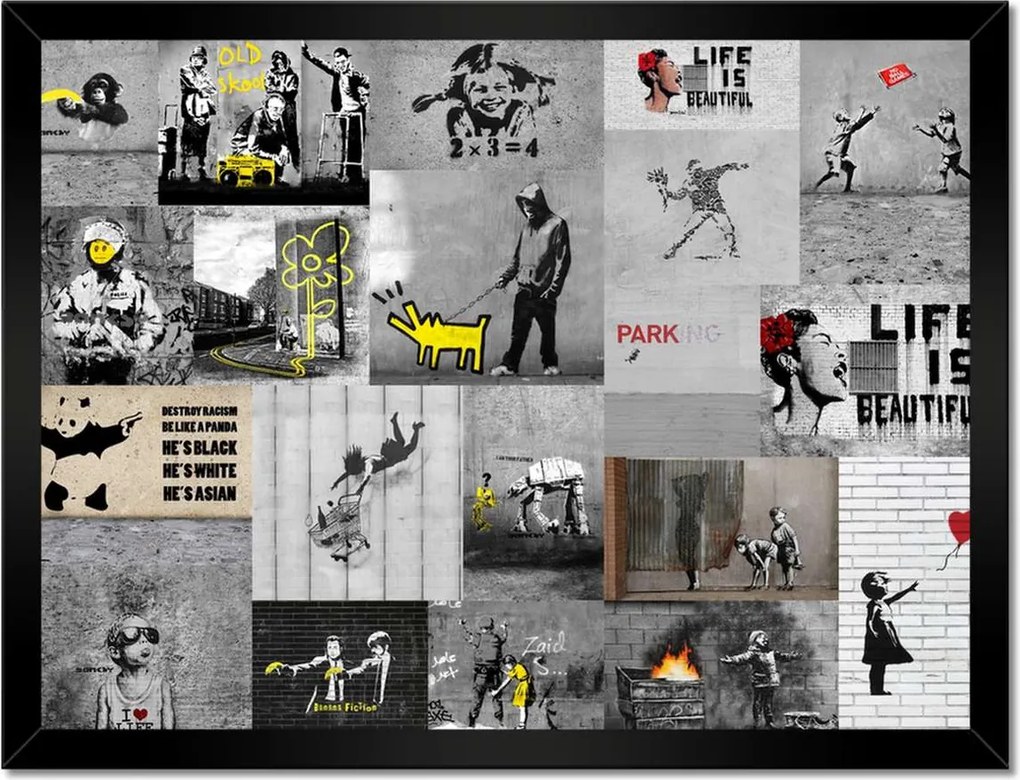 Poszterek keretben 40x30 Banksy Megamix Kollázs