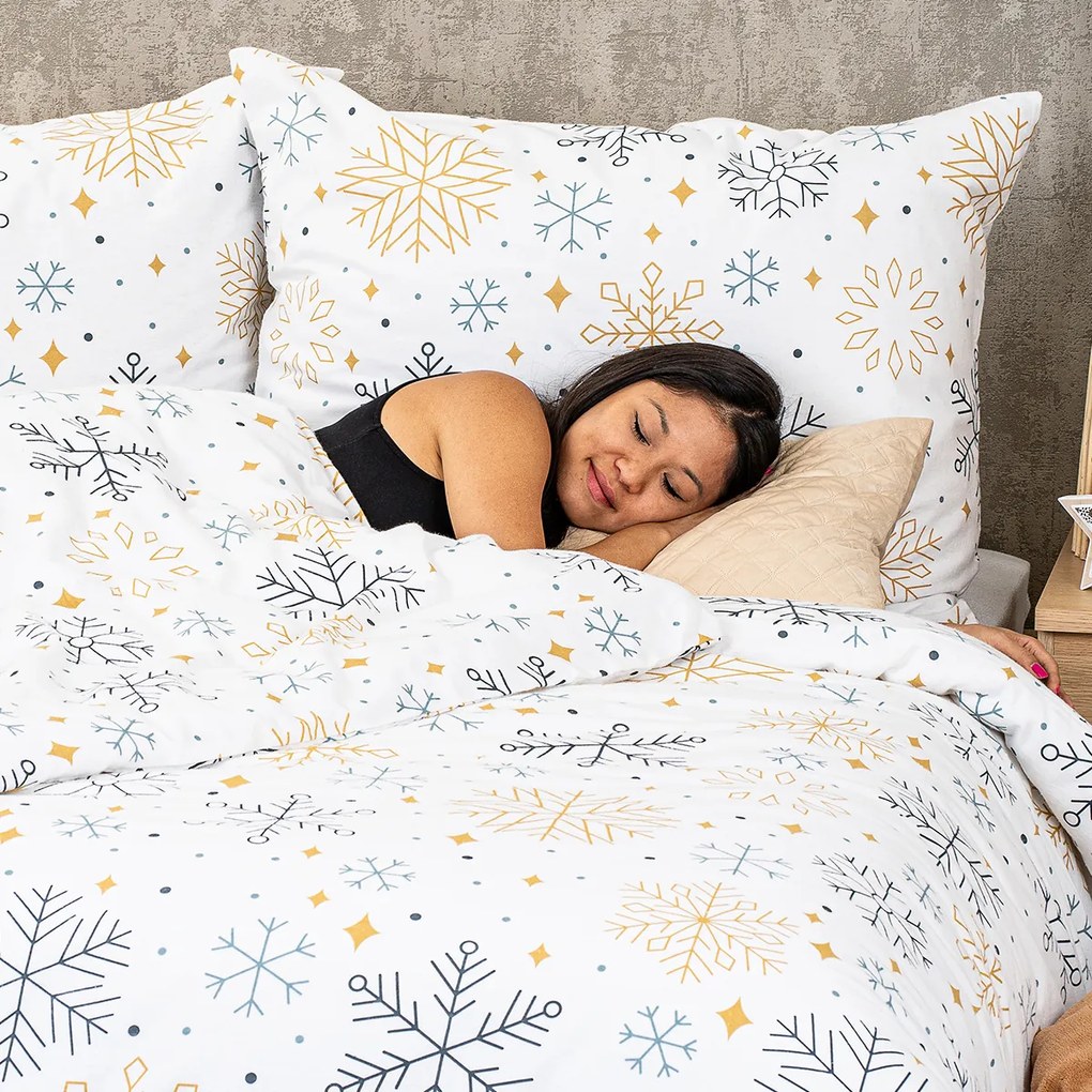 4Home Flanel ágynemű Frosty snowflakes, 220 x 200 cm, 2 db 70 x 90 cm