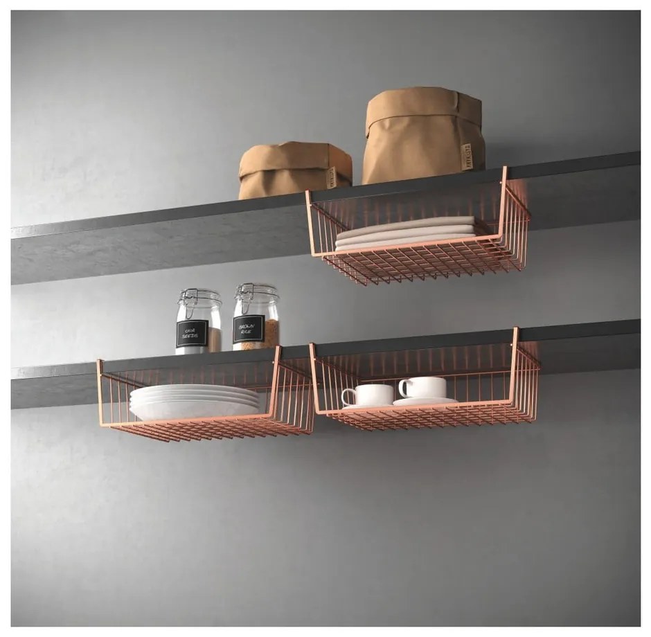 Rézszínű függő tároló, szélesség 40 cm - Metaltex