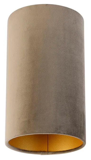 Bársony lámpabúra taupe színű, arany belsővel 15/15/25