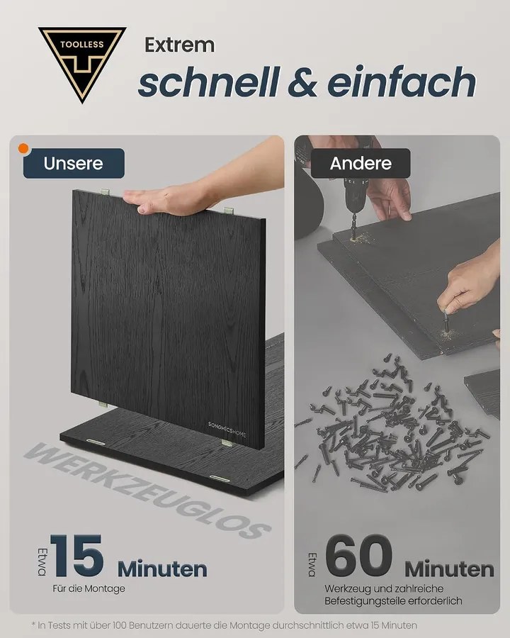 SONGMICS HOME Snapsemble TV-állvány és Tálalószekrény LED-del, KADIN, Fekete