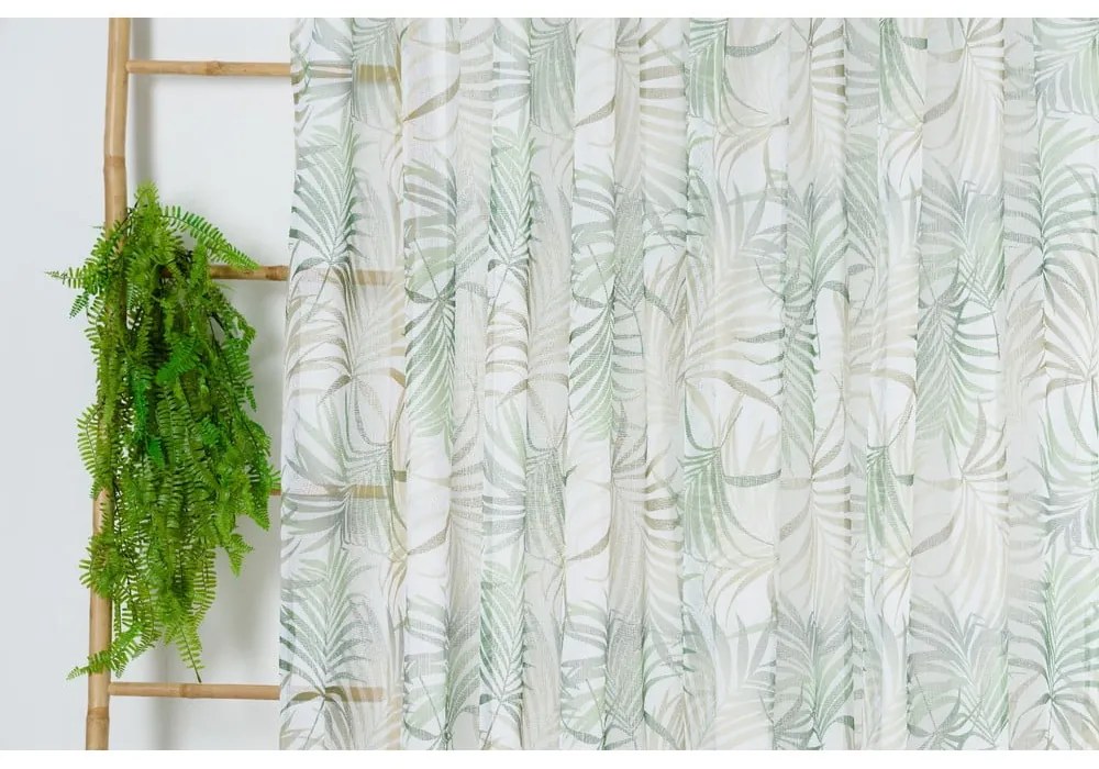 Zöld-bézs átlátszó függöny 300x260 cm Palmas – Mendola Fabrics