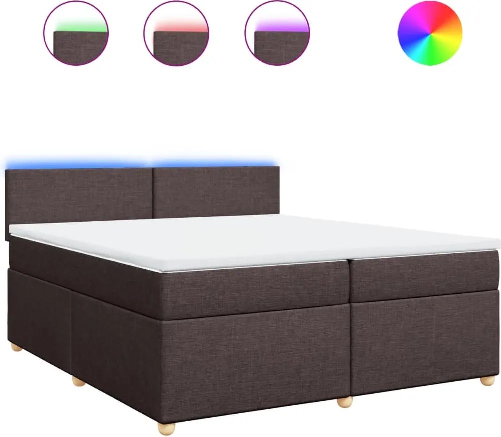 vidaXL sötétbarna szövet rugós ágy matraccal 200 x 200 cm