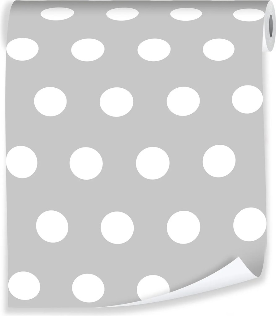 Pöttyös Tapéta Pöttyös Szürke Flizelin Fali Tapéta Gyerekeknek Tekercsben