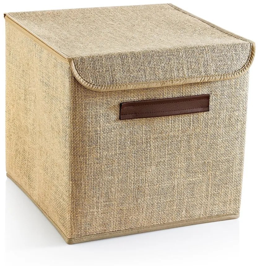 Világosbarna fedeles juta tárolódoboz 30x30x30 cm – Mioli Decor