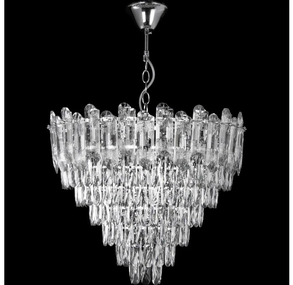 LED láncos csillár 11xE27/60W/230V + 7xLED/6W, átm. 60 cm, fényes króm