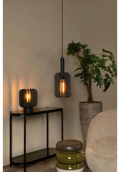 Lucide 45492/01/36 - Csillár zsinóron RAFAL 1xE27/40W/230V fekete/szürke