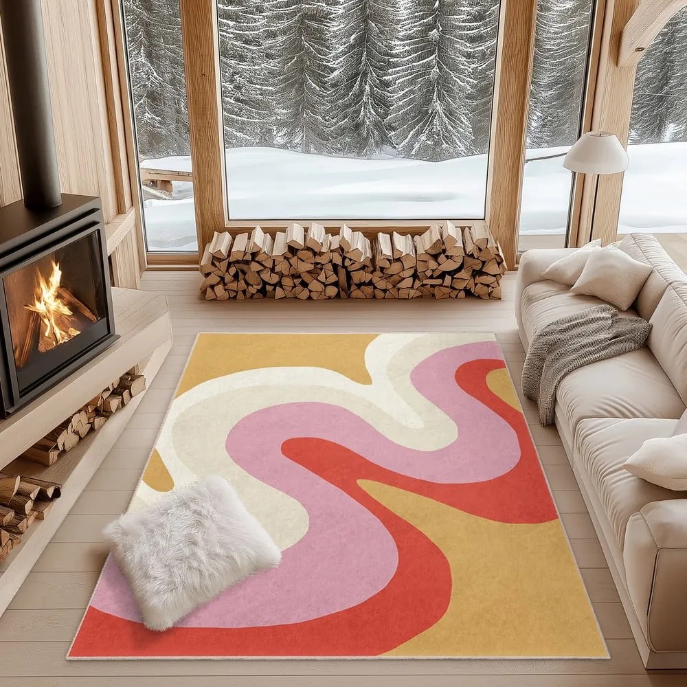 Sárga-rózsaszín mosható futószőnyeg 60x230 cm Raspberry Creamsicle – Mila Home