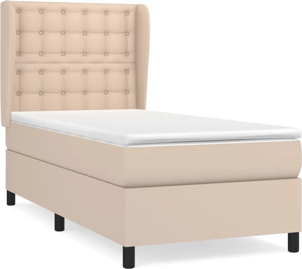 vidaXL cappuccino színű műbőr rugós ágy matraccal 90 x 200 cm