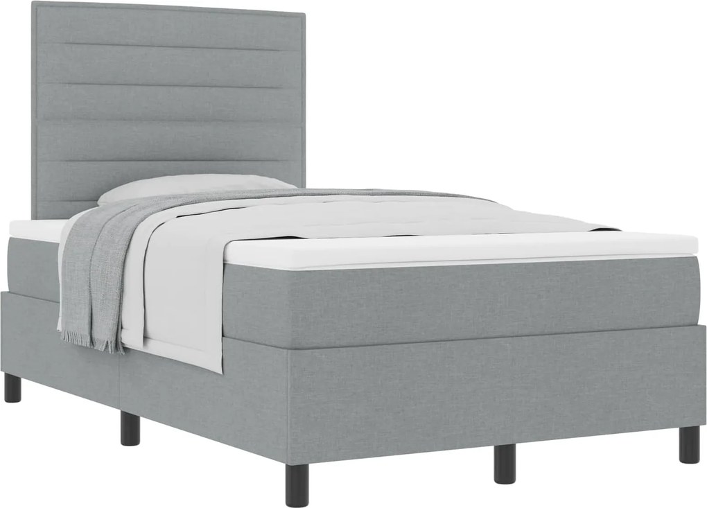 vidaXL Boxrugós ágy matracmal Világosszürke 120 x 200 cm szövet