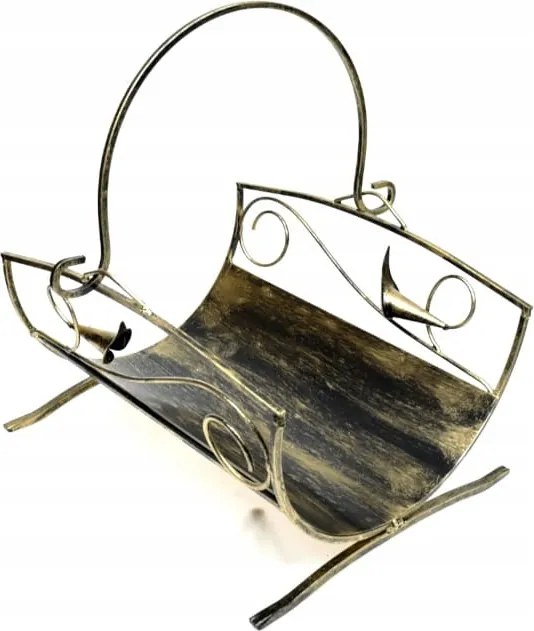 Tűzifa kosár kandallóhoz DK-865 arany fém dekoratív kosár