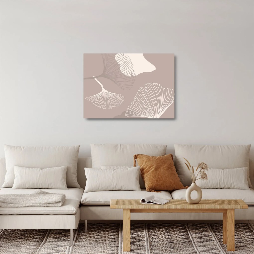 Üveg kép - Bézs színű levelek N⁰1 (70x50 cm)