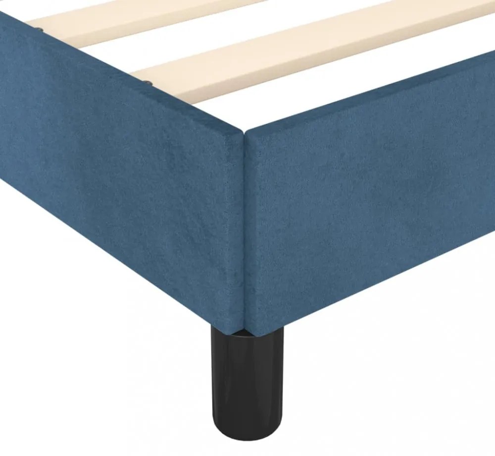 sötétkék bársony ágykeret matrac nélkül 180x200 cm