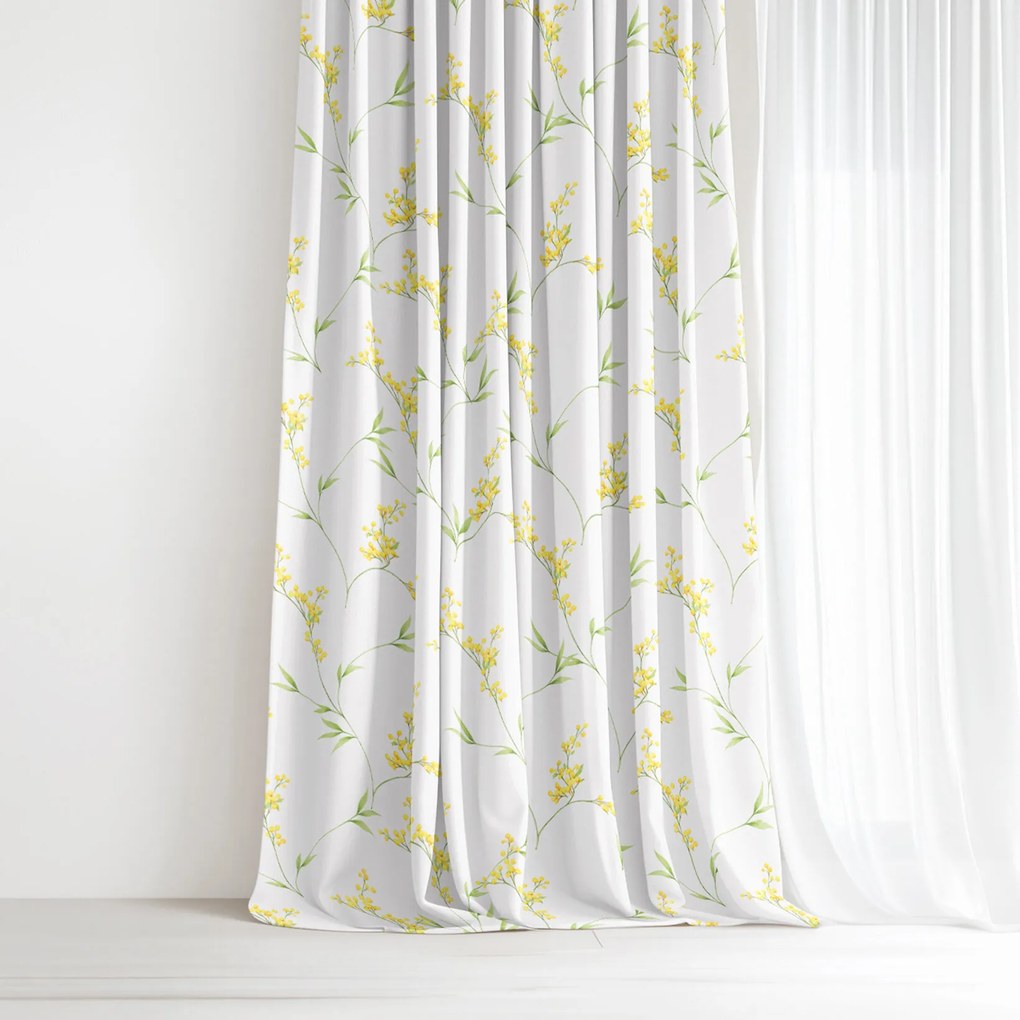 Goldea dekor függöny - mimózavirágok 160x150 cm