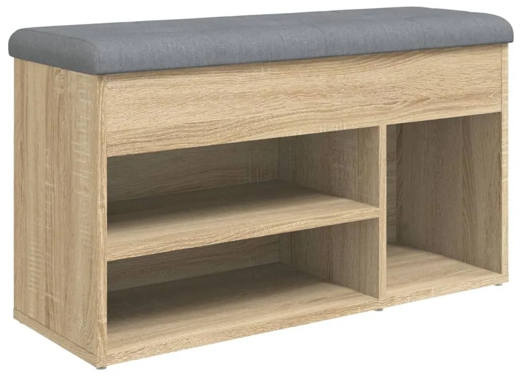 sonoma tölgy színű szerelt fa cipőtároló pad 82 x 32 x 45,5 cm