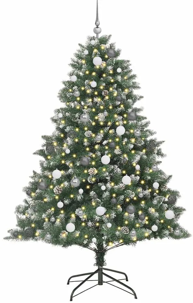 Műkarácsonyfa LED -es lámpákkal Zöld 210cm PVC