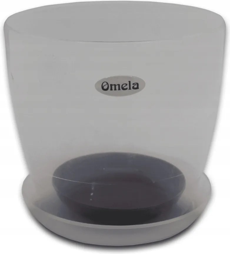 Műanyag virágtartó kaspó állvánnyal átlátszó 18cm