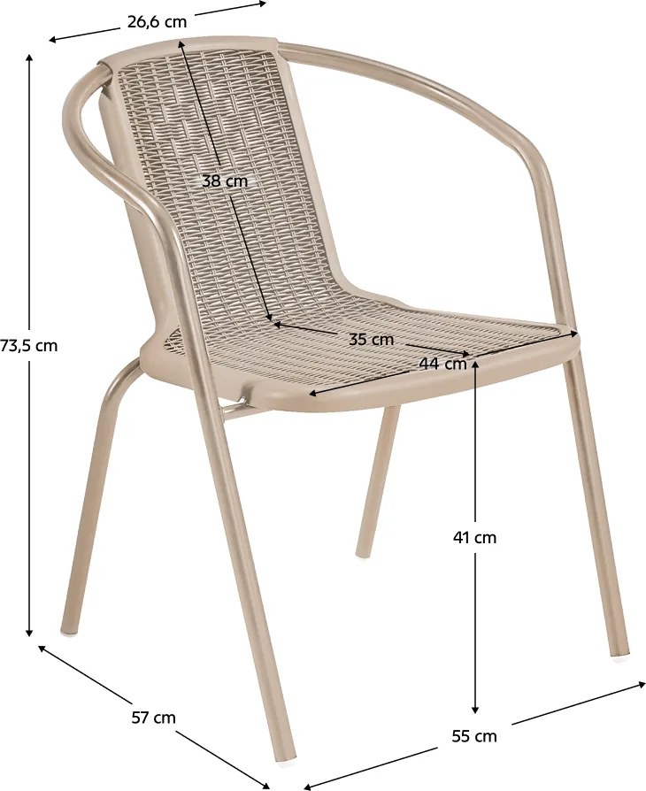 Kerti rakásolható szék, champagne, acél/műanyag, FRENY
