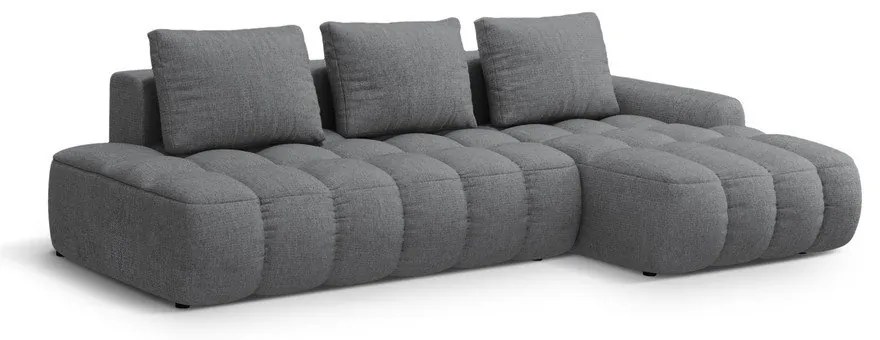Szürke kinyitható-tárolóhelyes sarokkanapé (jobb oldali-heverő résszel) Linz – Cosmopolitan Design