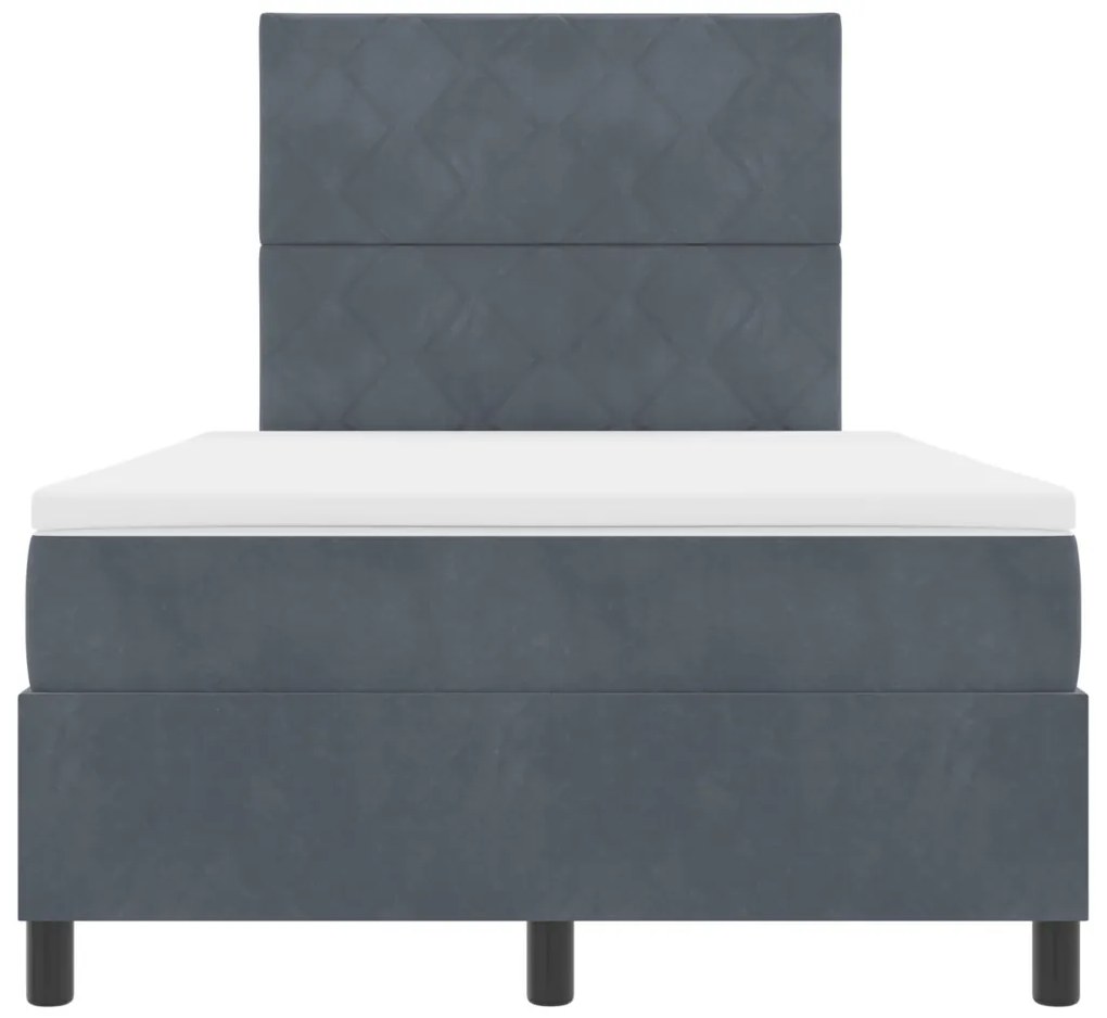 Boxspring ágy matraccal és LED világítással, Sötétszürke, 120x200 cm, bársonyos