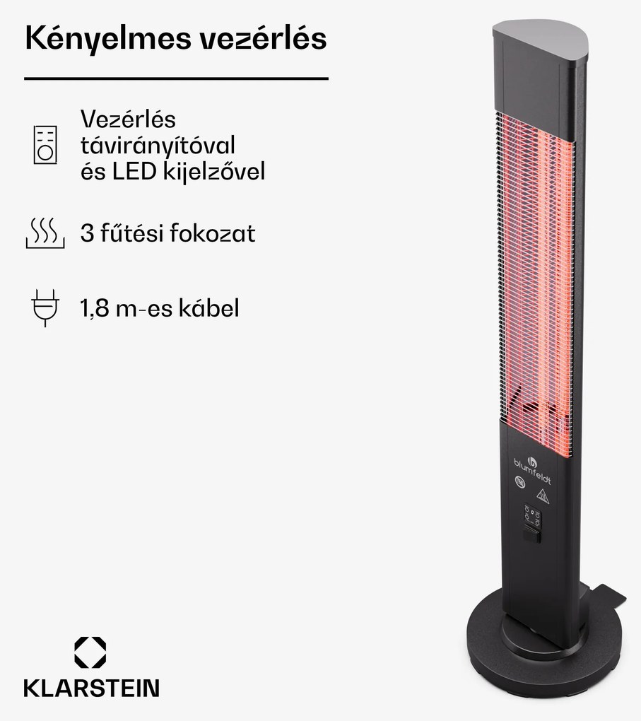 Blumfeldt Heat Guru Plus 3000, kültéri és beltéri hősugárzó, 3000W, 3 fűtési szint, távirányítóval