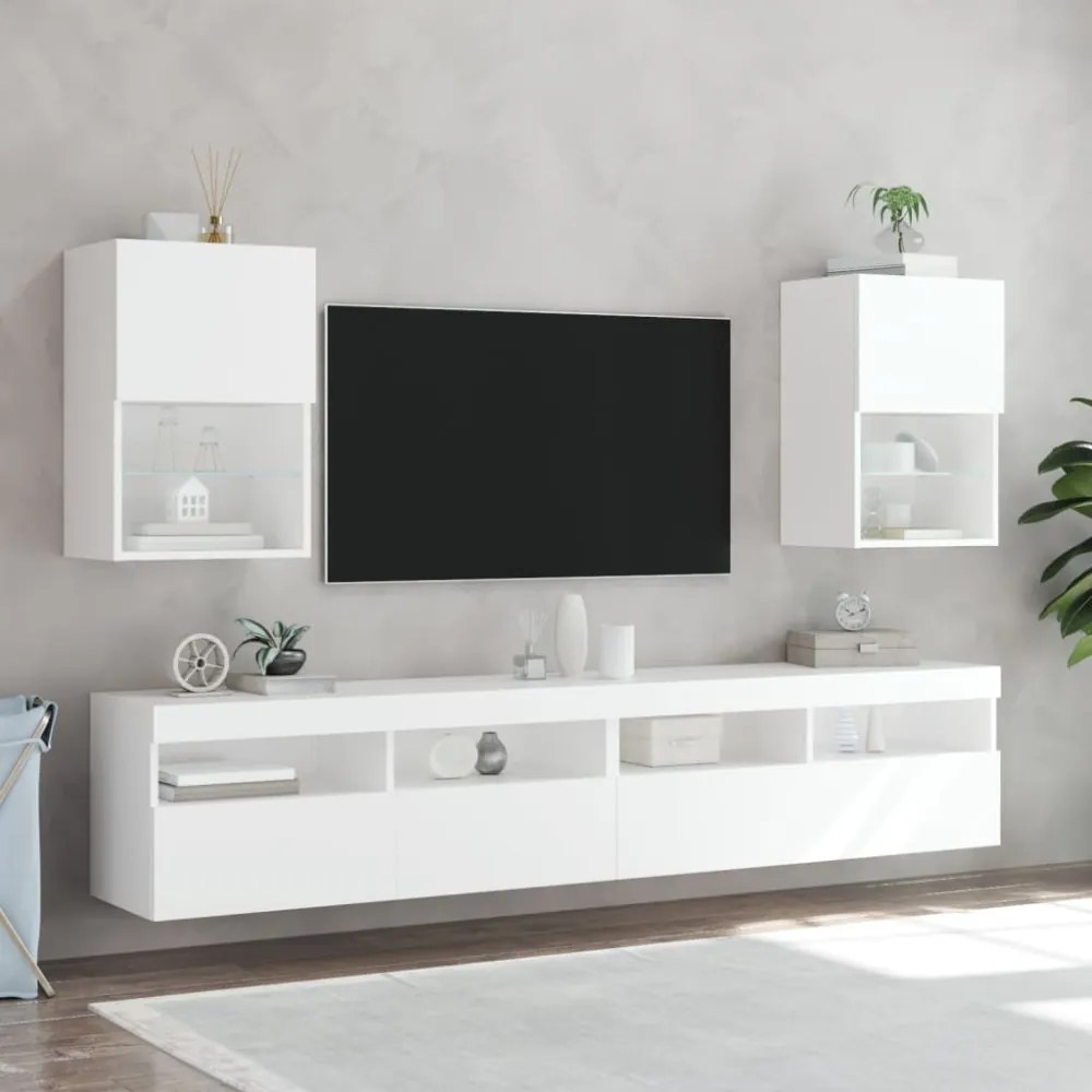 fehér TV-szekrény LED-lámpákkal 40,5x30x60 cm