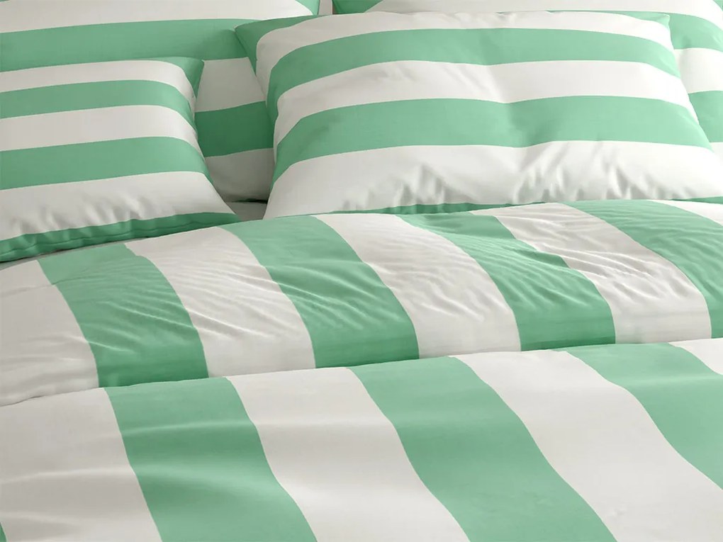 Pamut ágynemű STRIPES fehér-zöld Ágyneműhuzat mérete: 70 x 90 cm | 140 x 200 cm