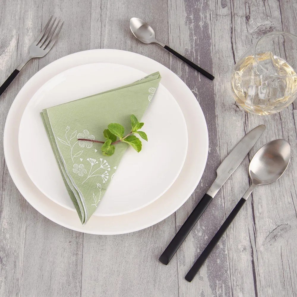 Fekete-ezüstszínű rozsdamentes acél evőeszköz készlet 24 db-os Skandi – Orion