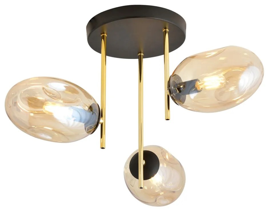 EMIBIG 1275-3 ARGO Glamour Mennyezeti Lámpa Fekete, Arany E14 IP20