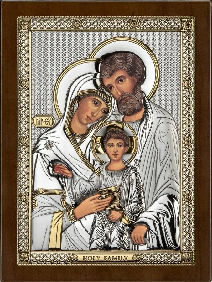 Vászonkép Szent Család 21,5 x 28,5 cm arany ezüst Esküvő Évforduló Gravírozás