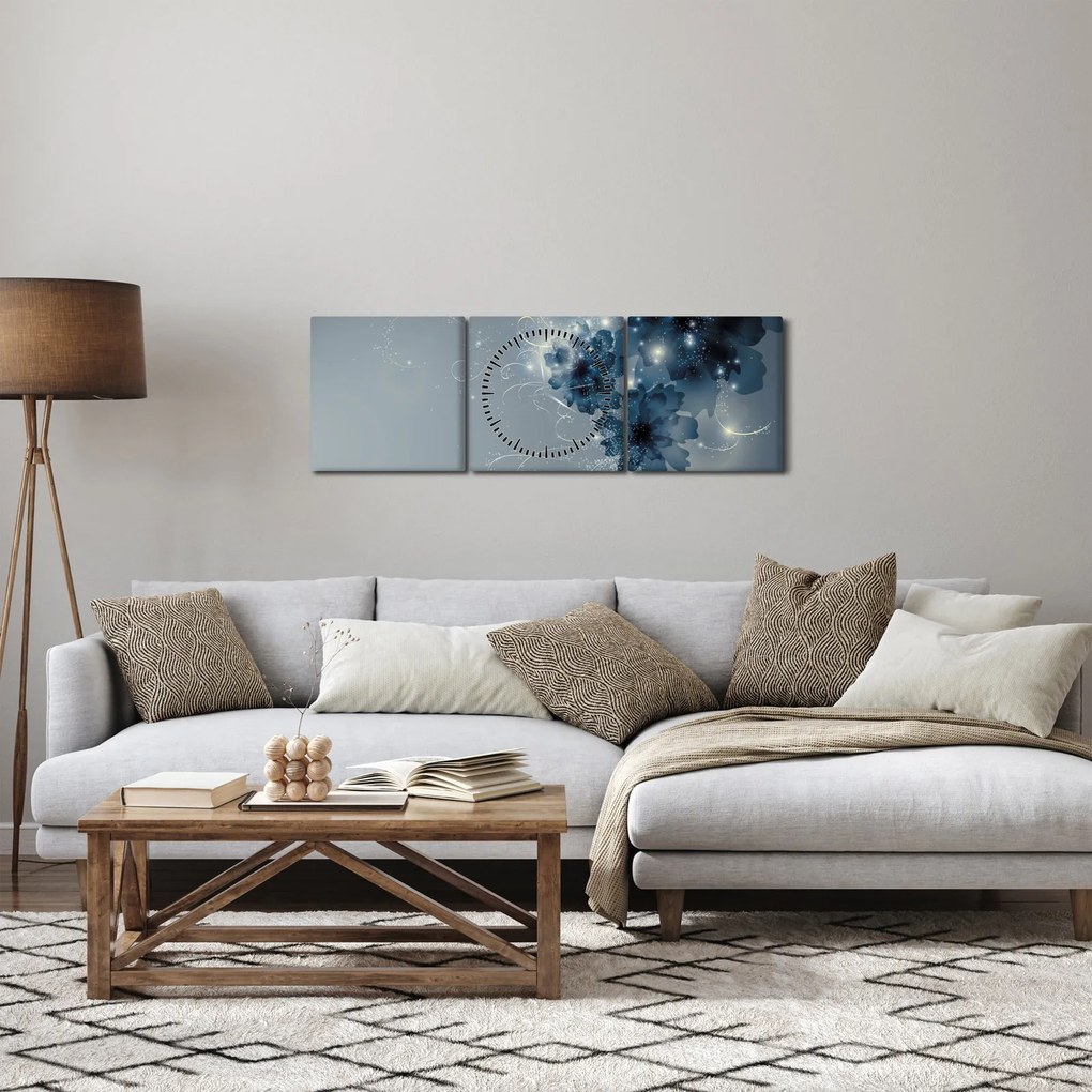 Kép - Gyengéd virágok (órával) (90x30 cm)